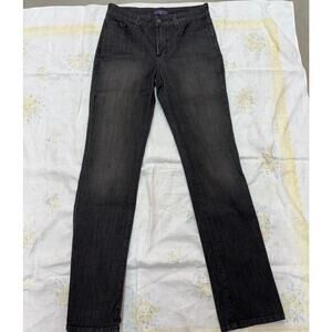 NYDJ Women’s Size 8 Black Stretch Straight Leg Jeans Sequined Pocket